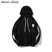 

GlacialWhale Mens Hoodies Men 2021 Patchwork zipper Sweatshirt Hip Hop Japanese Streetwear Harajuku Male Casual Black Hoodie Men