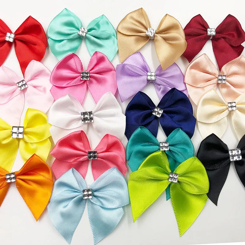 

20PC Ribbon Bows Flower the Rhinestone Appliques Sewing Craft Lots U pick A227