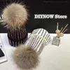 Women winter Beanie Fur ball Diamond Fashion warm knitted hat Shiny reflective beanie Outdoor warmth thick knitted hood 2022 1