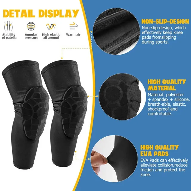 2PCS Kids Youth Sports Honeycomb Compression Knee Pads Children Leg Sleeve Guard Protective Gear for Basketball Football Cycling 3