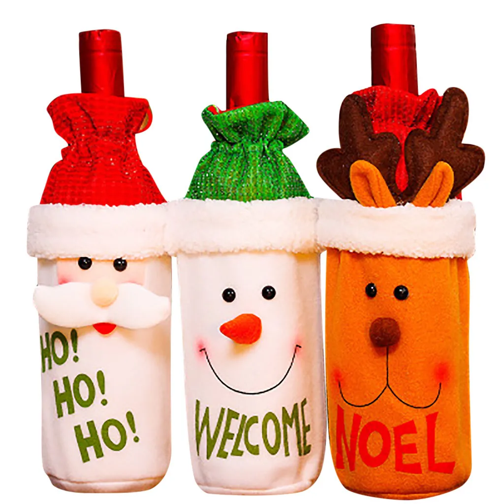Santa Claus Cute Decoration With Hat Clothing Red Wine Bottle Box Dustproof Wine Set Family Party Party Decoration#YL10