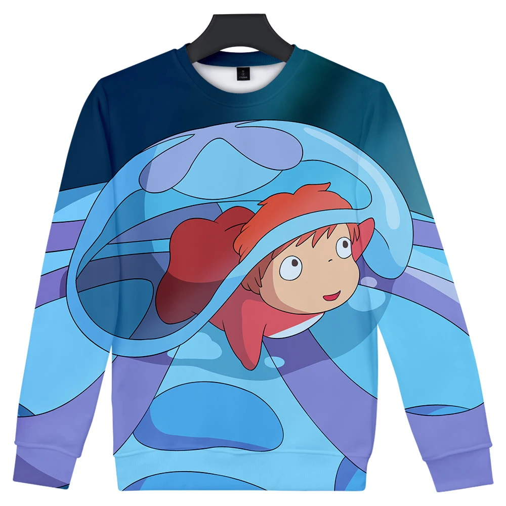 Толстовка Ponyo на скале для мужчин и женщин повседневный теплый свитшот с аниме