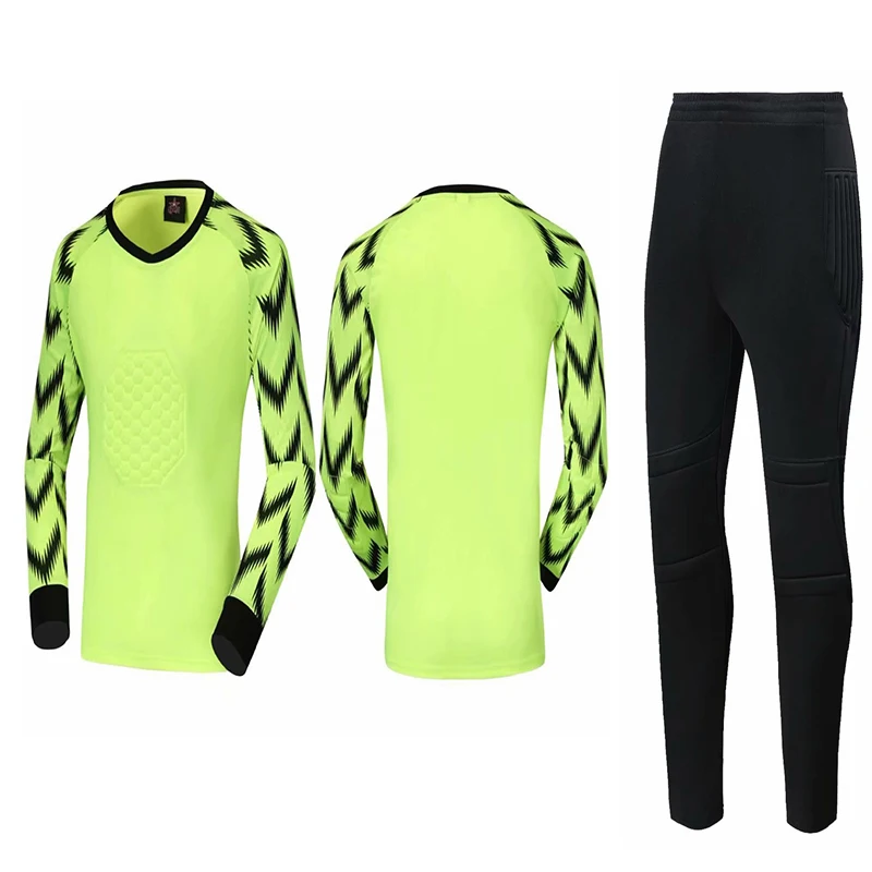 Мужская зеленая Футбольная Футболка с длинным рукавом для вратаря набор