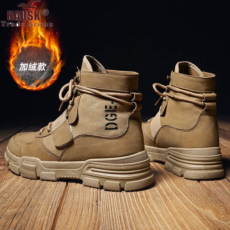 

Men Boots Leisure High Top Ankle Boots Male Flat Footwear military Boots Casual Spring Autumn dropshipping