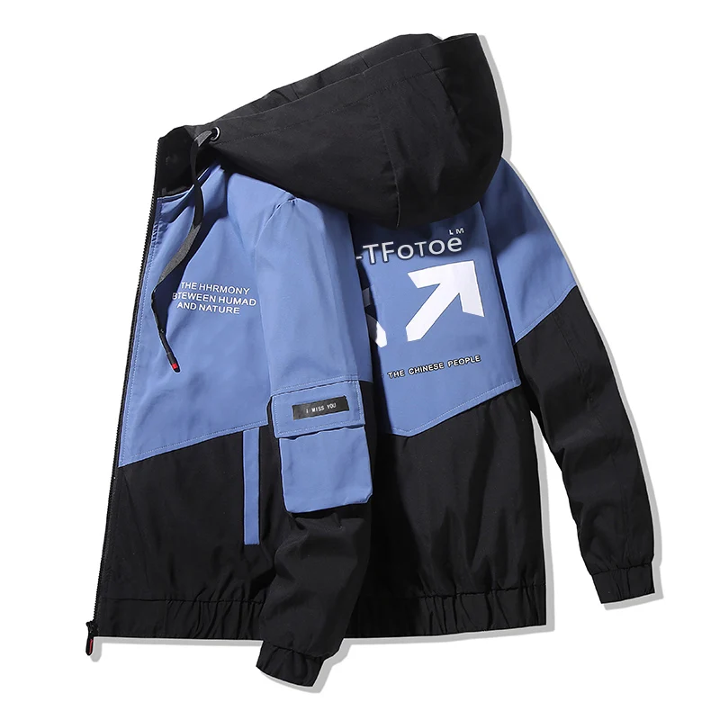 

Mens Casual Windbreaker Large Size Lightweight Hooded Sport Jacket Drawstring Zip Loose Fit Golf Skateboard Printing Outwear