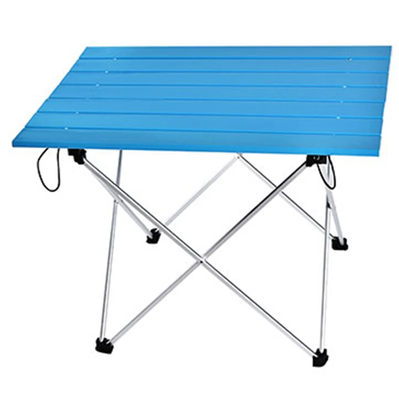 Портативный складной стол для кемпинга, походный стол для путешествий, для пикника, Алюминиевый Супер светильник, синий, L