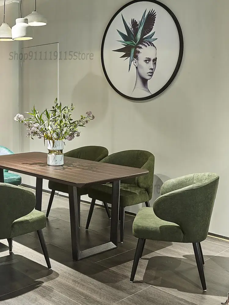 Customized Nordic Solid Wood Cloth Home Dining Chair Modern Simple Negotiation Table Coffee Shop Leisure Back Light Luxury Desk |