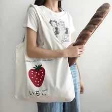 Женская Холщовая Сумка через плечо, шикарная сумка с фруктовым принтом, сумки для покупок из хлопчатобумажной ткани, женская сумка, многоразовая пляжная сумка для покупок