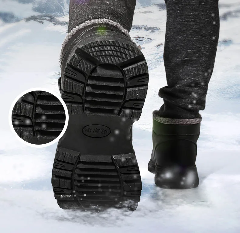 GNOME High Top Waterproof Cotton Shoes Men Winter Warm Fur Snow Boots Men Non-slip Old People shoes Plus Size 35-45 Couple Boots