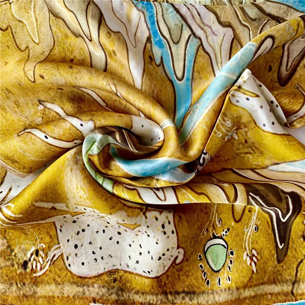 DUNZHIYUN Dunhuang Culture серия женский шарф желтый плед характер печати Шелковый дорога роскошный женский платок костюм аксессуары