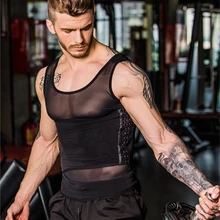 Новинка, Мужская компрессионная быстросохнущая высокая эластичность для фитнеса, майка без рукавов, спортивная майка, 2 цвета на выбор