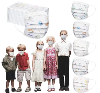 

5 Mixed Children Disposable Mouth Face Cover Print Face Industrial 3Ply Ear Loop Cover Case Protection mouth caps Cover Case #10