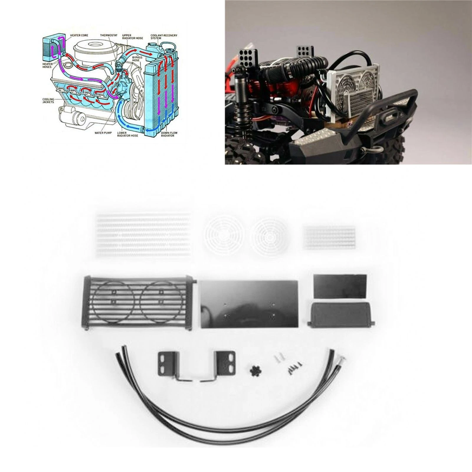 New Radiator Water Tank Cooling Box for 1/10 DJ Traxxas TRX4 JEEP V8 LS3 RC Car