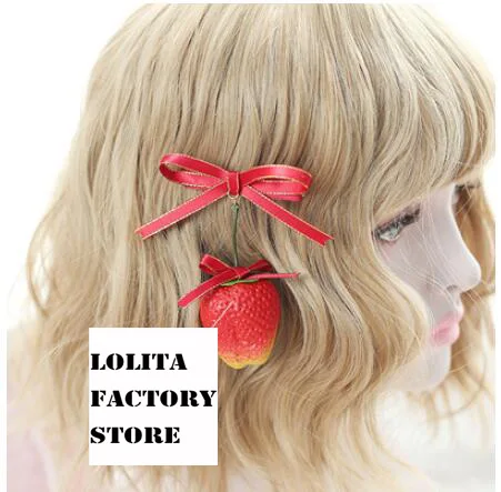 hair pin Японский сладкий заколка в Стиле Лолита с KC шпилька клубника заколка в Стиле Лолита ожерелье клубники клип - Цвет: hair pin
