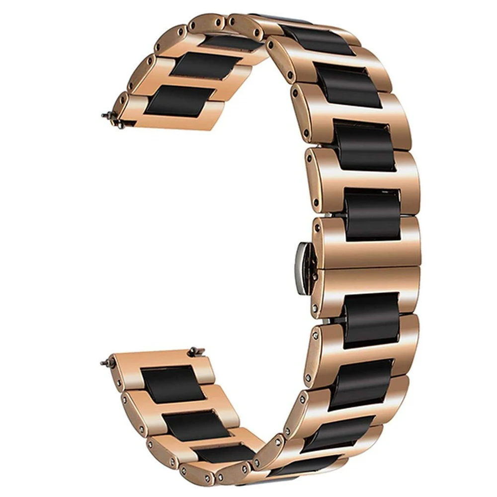 rose gold black 22 мм ремешок для часов для samsung Galaxy Watch 46 мм ремешок керамический ремешок из нержавеющей стали для gear s3 frontier/huawei GT ремешок на запястье - Цвет ремешка: rose gold black