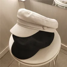 Льняная художница, корейский стиль, темно-синяя шляпа, одноцветная, Джокер, Литературная Женская кепка Newsboy, женская кепка s Schipperspet, кепка для леди