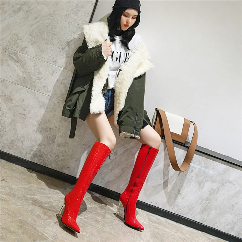 2019 luxury plus size 46 leather long boots women fetish knee