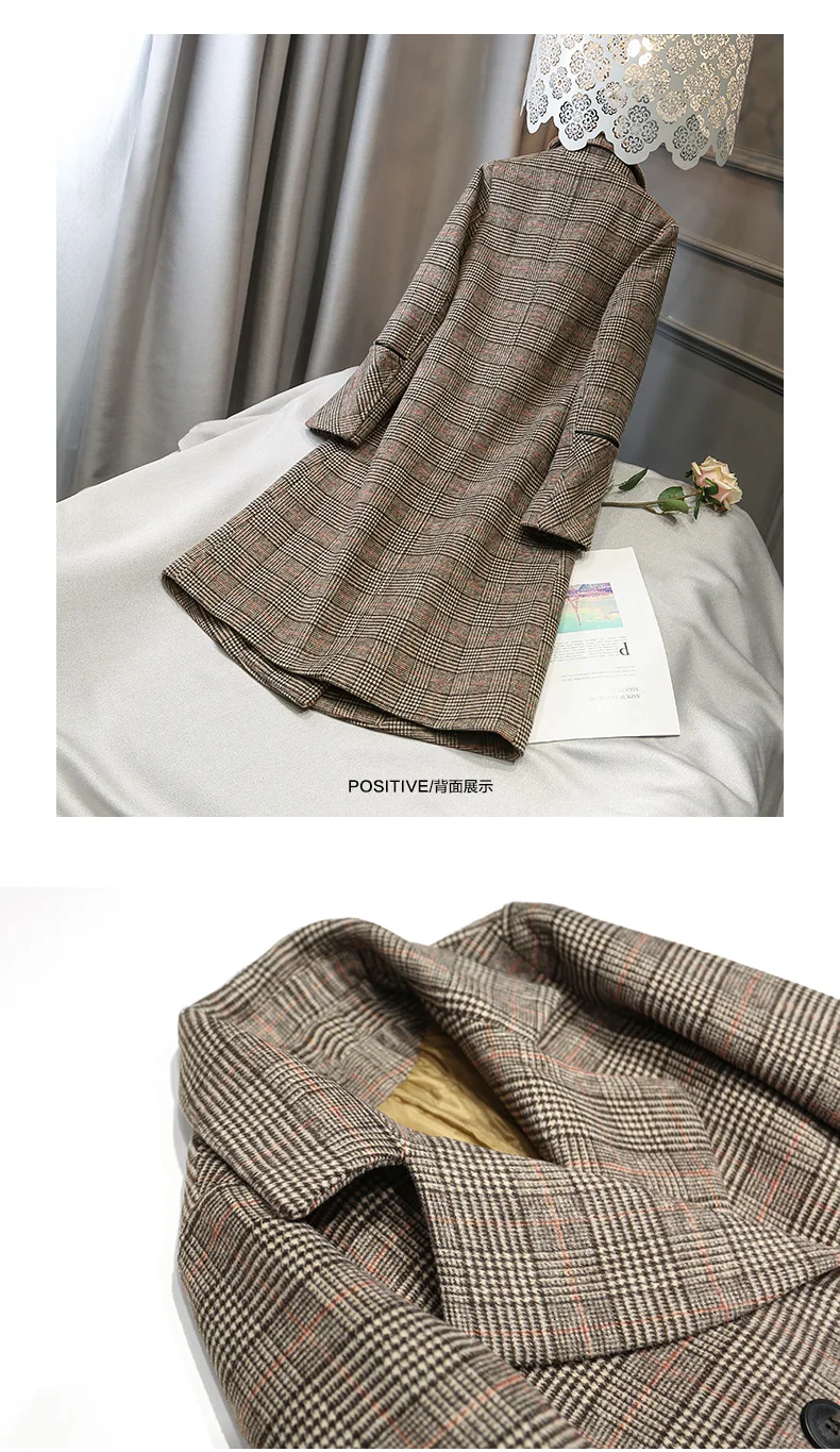 Brand Wool Coat 4XL Plus Size Winter New Women Clothing High Quality Plaid Woolen Female Coats Warm Women's Woolen Coats