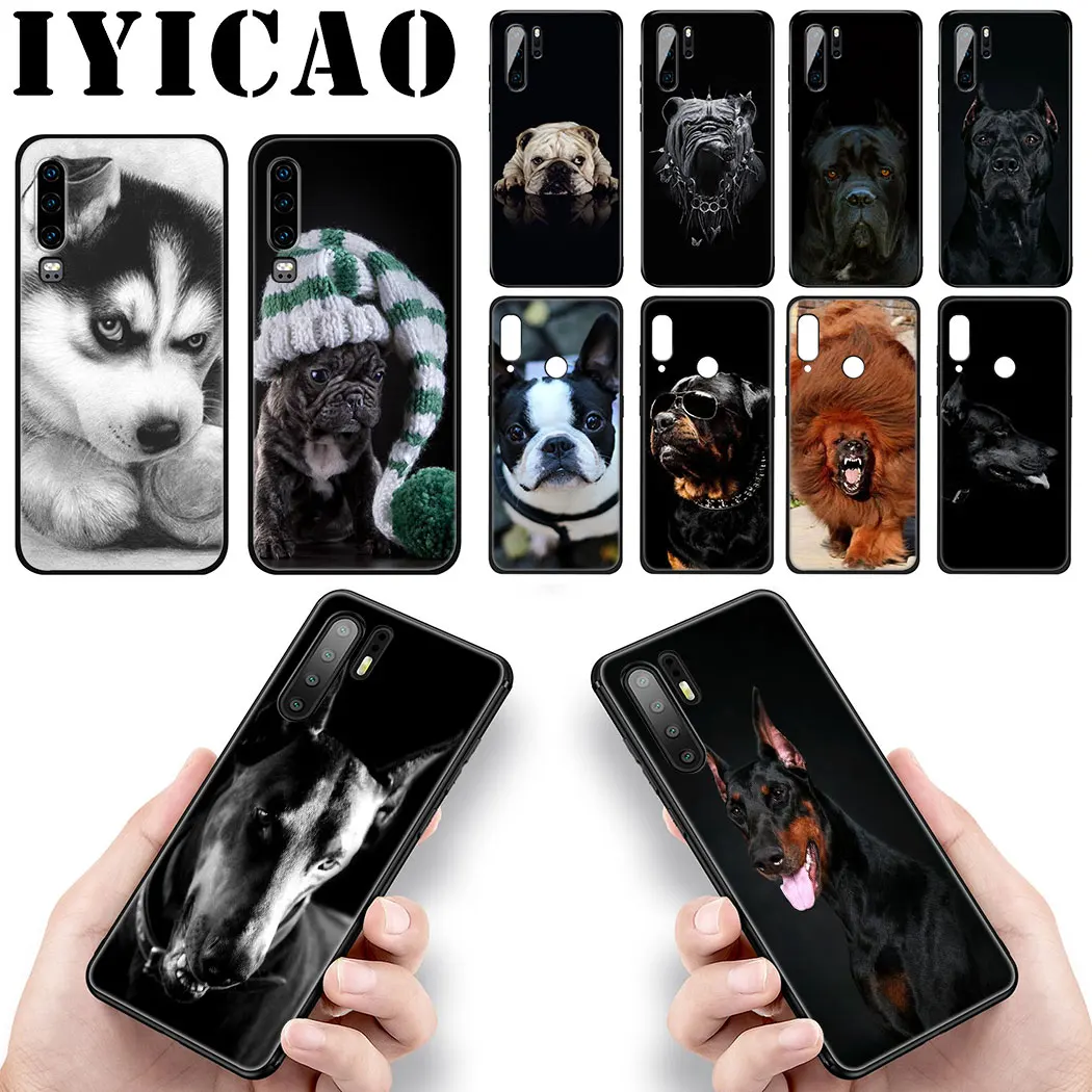 IYICAO Doberman Bulldog Dog Soft Silicone Case for Huawei P Smart Z P30 P20 P10 P9 Lite Pro Phone |