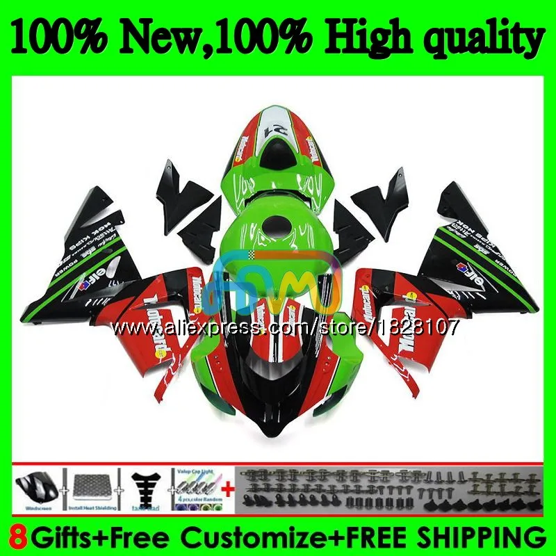 No. 1 Корпус для KAWASAKI ZX 1000 CC ZX 10 Красный Зеленый R ZX-10R 04 05 15BS. 108 ZX1000CC 1000CC ZX 10R ZX10R 04 05 2004 2005 комплект обтекателей - Цвет: No. 1