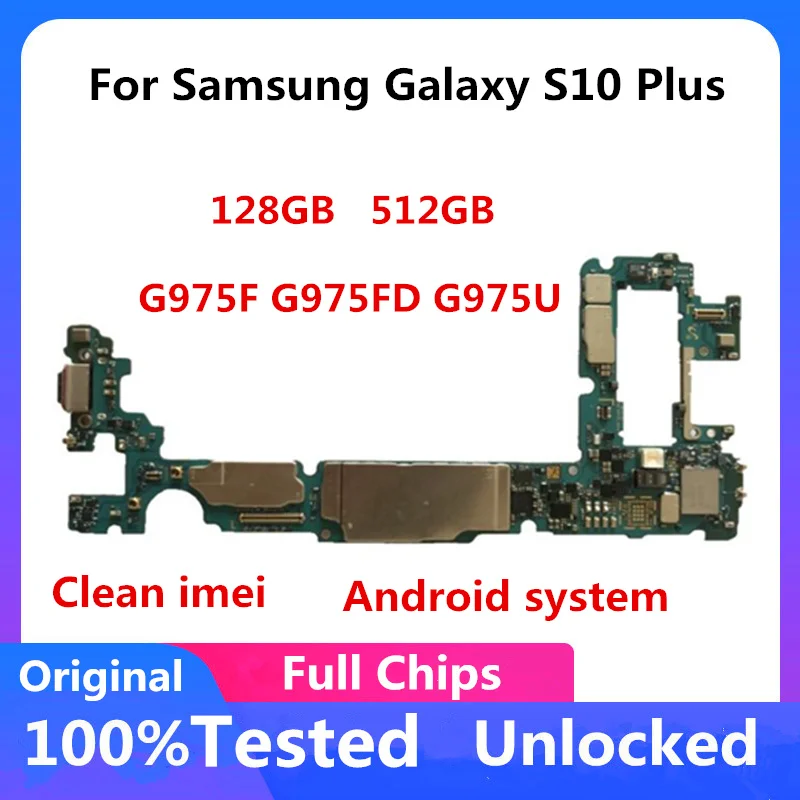 Разблокированная материнская плата 512 ГБ 128 для Samsung Galaxy S10 Plus G975F G975FD G975U