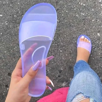 

Summer Transparent Slippers Jelly Shoes Candy Color Soft Casual Women Comfort Ladies Beach PVC Slides Female Shoes 2020 New