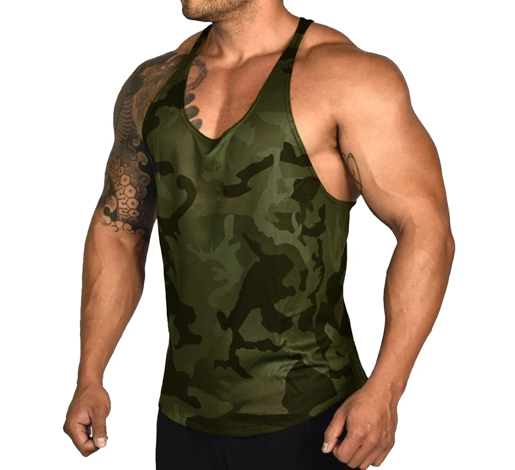 Gym Mens Bodybuilding Camo Mouwloze 