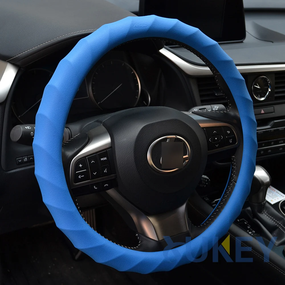 Blue XUKEY чехол на руль из высококачественного пищевого силикона, противоскользящий 36-38 см 1"-15" Автомобильный Стайлинг, чехол на руль автомобиля, аксессуары - Название цвета: Blue