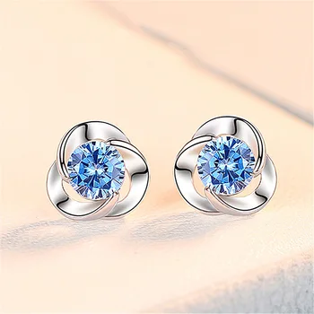 

Cubic Zirconia Stud Earrings, 8mm Round Cut, Rhinestone Hypoallergenic Earrings for Women & Girls 925 Sterling Silver
