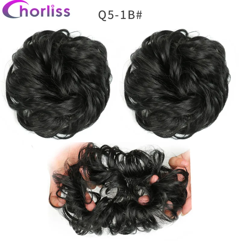 Синтетические кудрявые резинки для волос шиньон для женщин Chorliss Hair wrap Rope головной убор натуральный блонд коричневый поддельные волосы булочки аксессуары - Цвет: Natural Black