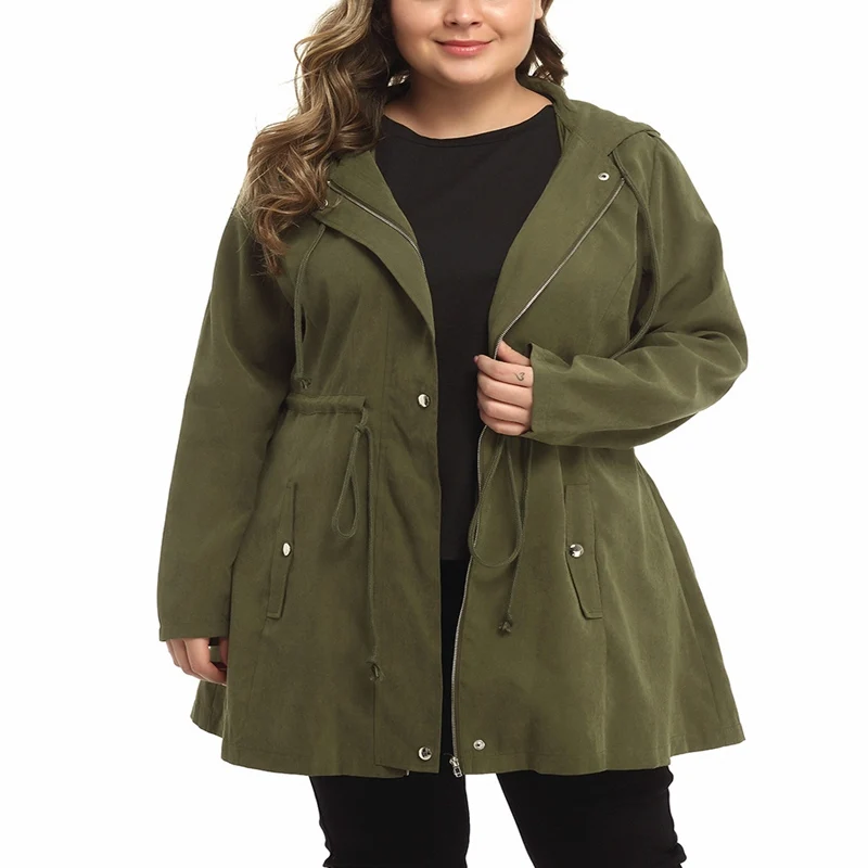 

Autumn and winter large size women's windbreaker 5XL 6XL 7XL 8XL9XL long-sleeved zipper hooded windbreaker jacket bust 143CM