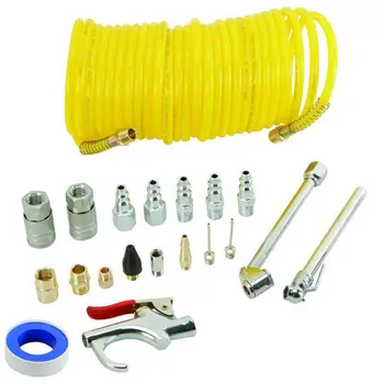 

20 Piece Air Compressor Accessory Kit - Includes 25ft Recoil Air Hose, Blow Gun & Tyre Inflato