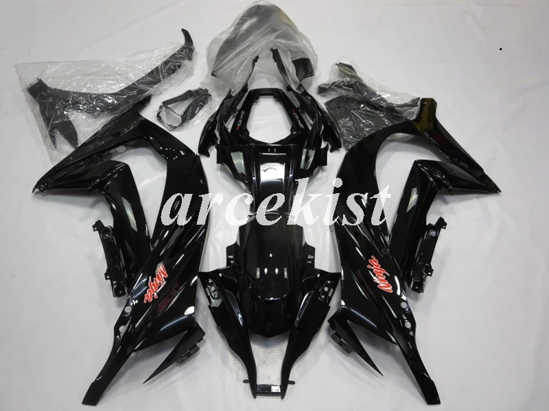black ABS полный обтекатель комплект подходит для kawasaki Ninja ZX-10R ZX10R 2011 2012 2013 Кузов Набор 11 12 13 14 15 зеленый белый - Цвет: black