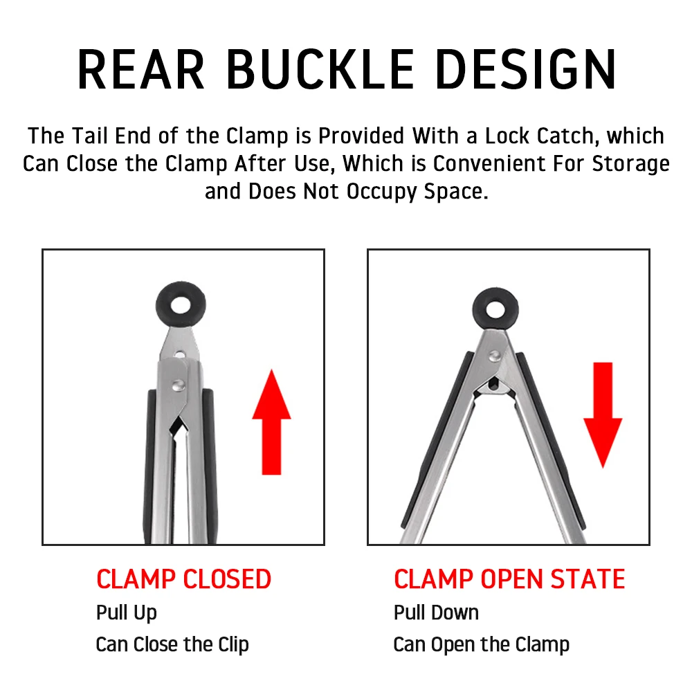 9/12/14/16 Inch BBQ Grilling Tong With Lock Stainless Steel Salad Bread Serving Tong Non-Stick BQ Tong Utensil Cooking Clip New