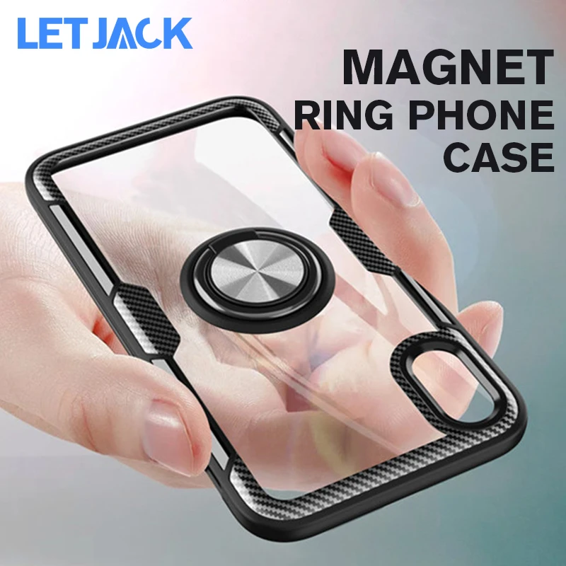

Luxury Magnet Phone Case for iPhone 6 6s 7 8 Plus X 10 Shockproof Cover For iPhone X XS Max XR Transparent Case With Holder Ring