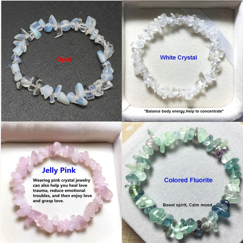 Hot Irregular Natural Crystals Chakras Stone Bracelet Beads Chips Jewelry Bracelets Yellow Crystals Clear Aquamarines