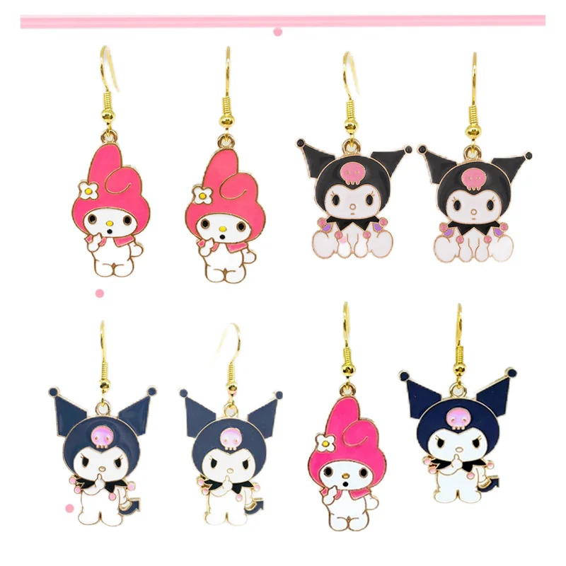 Серьги JK из аниме My Melody Kuromi Kawaii мультфильма милые украшения для ушей ювелирные