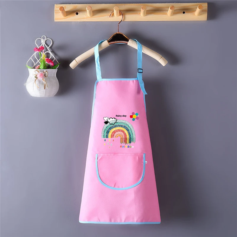 Custom Name Children Painting Drawing Apron Baby Bib Craft Coat with Pocket Kids Art Smock Children Painting Aprons Sleeveless cheap baby accessories	