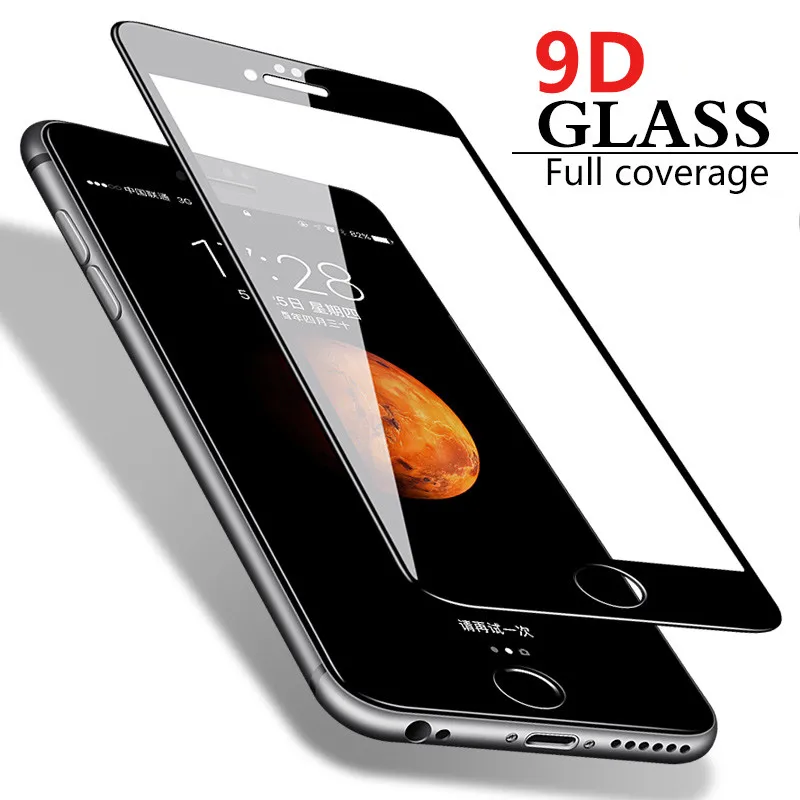 Закаленное стекло 9H для iPhone 7 8 6 6s plus полное покрытие защита экрана стеклянная