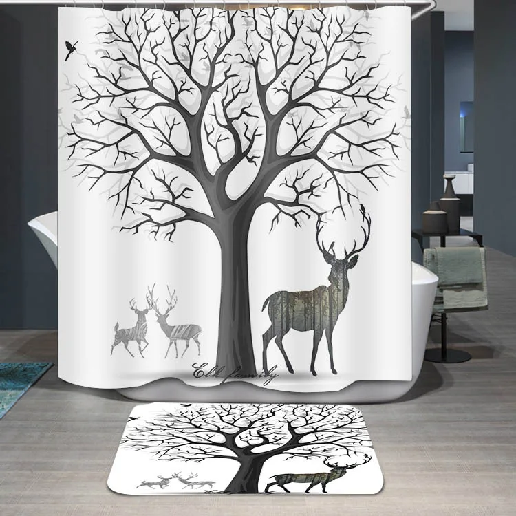 shower curtain only Занавеска для душа с принтом, водонепроницаемая занавеска для душа, занавеска для ванной, занавеска для душа с 12 крючками - Цвет: shower curtain only