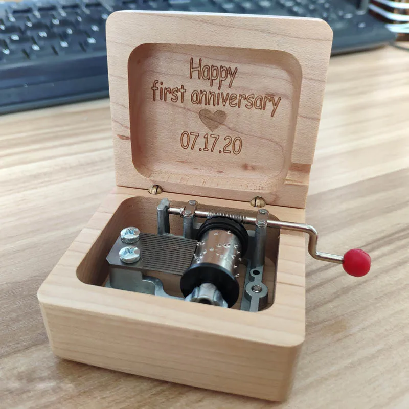 Handmade Smilelife Wooden Music Box La vie en Rose Brand Gift Birthday Wedding New Year Christmas