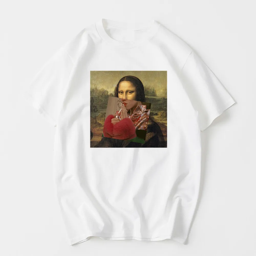 Monla Lisa/футболка с забавным принтом модная футболка уличная короткими рукавами