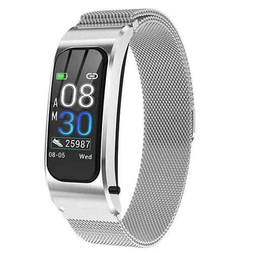 Steel strip silver Bluetooth беспроводная гарнитура talk band фитнес-браслет ips цветной экран Шагомер кровяное давление, умные часы talkband для мужчин и женщин - Цвет: Steel strip silver