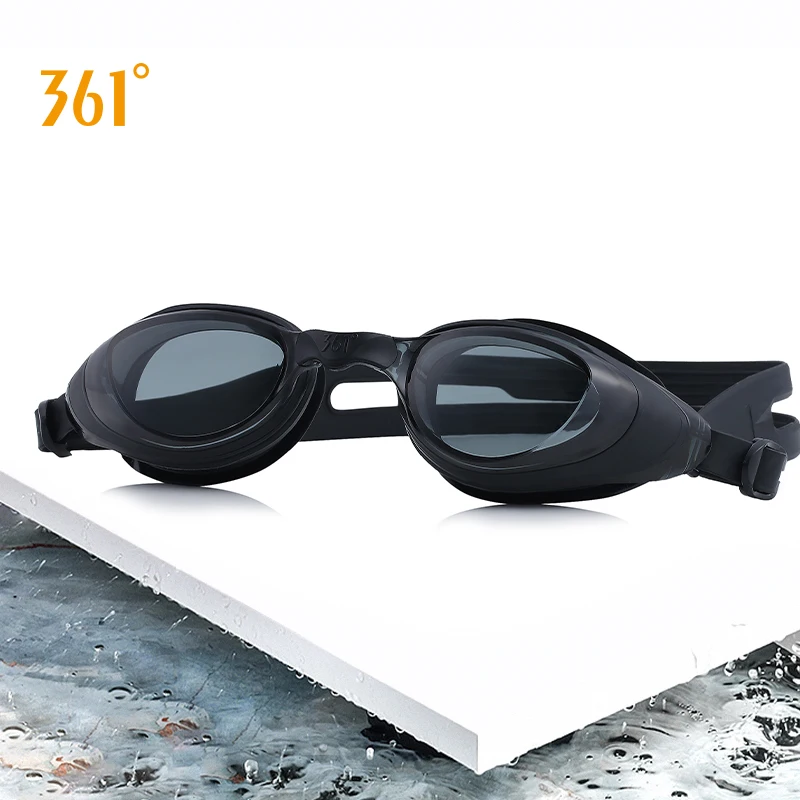 361 очки для плавания с прозрачными линзами для взрослых и молодых людей, противотуманные очки для плавания, очки для тренировок в бассейне, водонепроницаемые силиконовые очки для плавания - Цвет: SLY196042-1 black