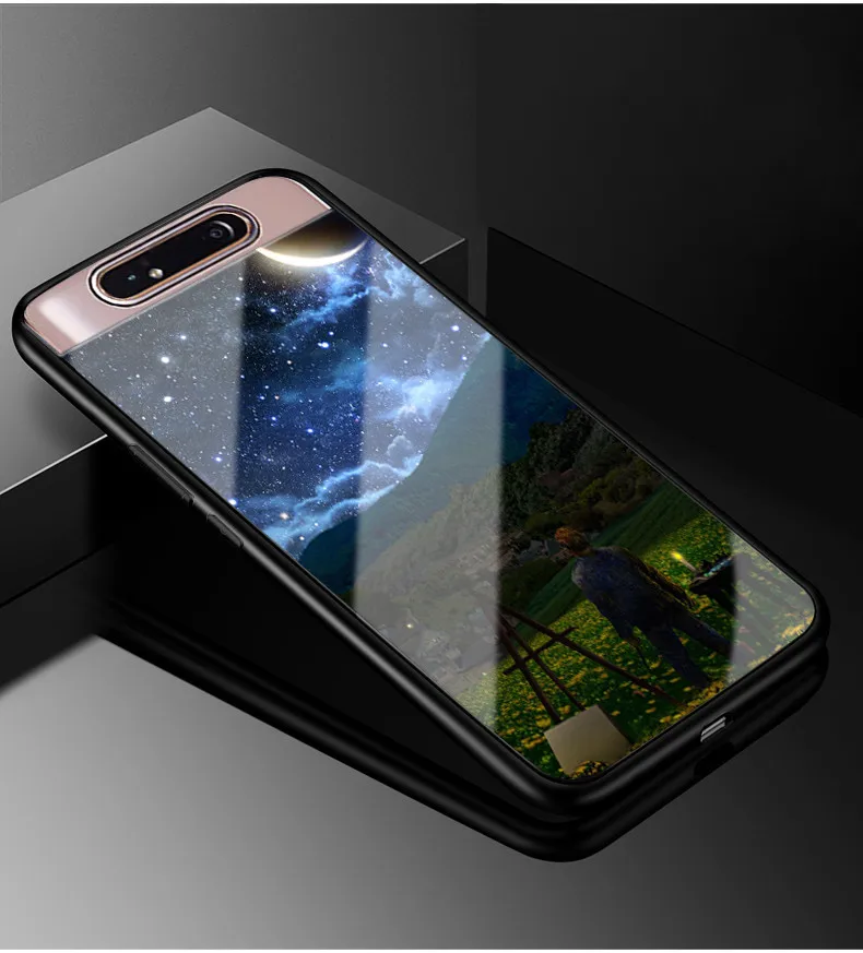 16 Чехол для samsung Galaxy A80, жесткое стекло для ПК, чехол для телефона, черный ТПУ, Бампер для samsung A80 Galaxy A80 A 80, чехол A805 - Цвет: 16