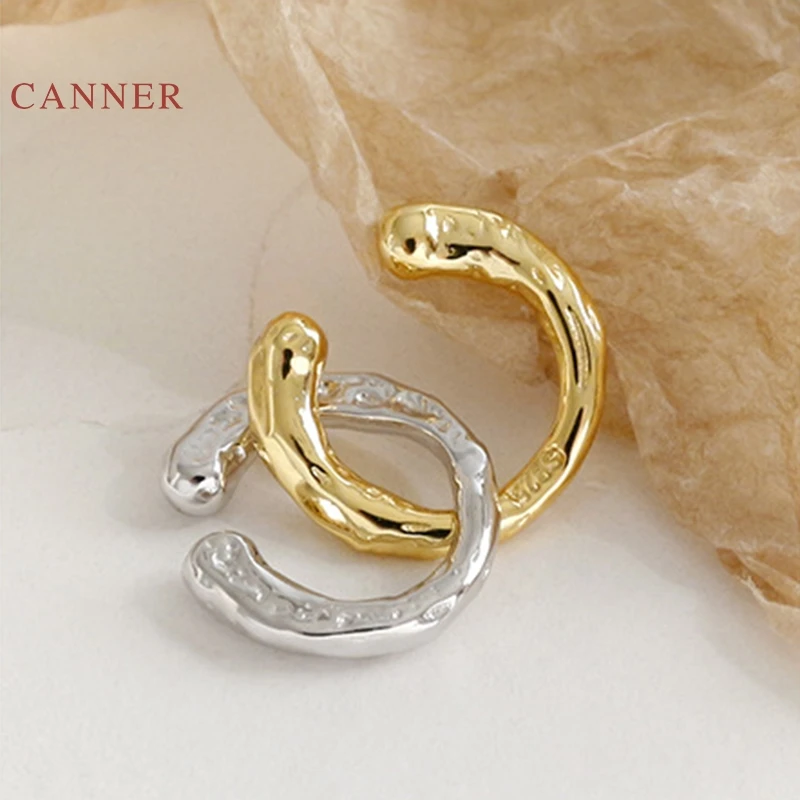 

CANNER Real 925 Sterling Silver Earrings For Women Ins Extremely Simple Irregular Clip Earring Zircon Korean Jewelry Pendientes