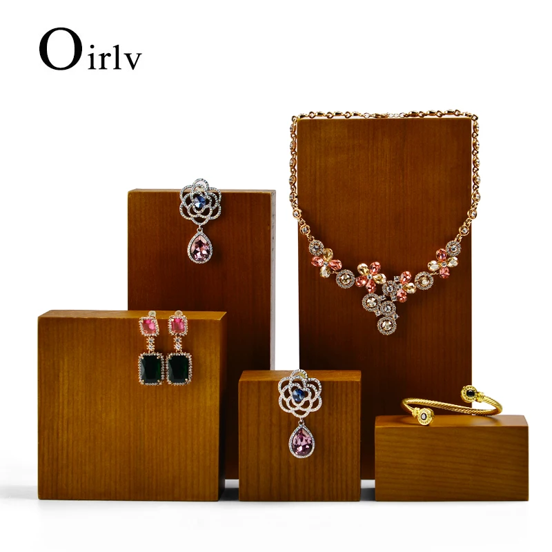Oirlv Newly Retro Wooden Jewelry Display Stand Ring Bracelet Necklace