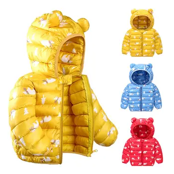 

2020 autumn winter fashion new children's padded jacket toddler thin warm hooded padded jacket boys girls infant Printed jacket