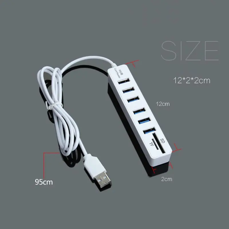 Высокоскоростной USB 2,0 концентратор комбо 6 портов расширитель многопортовый usb-адаптер с SD/TF кард-ридер для ПК компьютер планшет аксессуары
