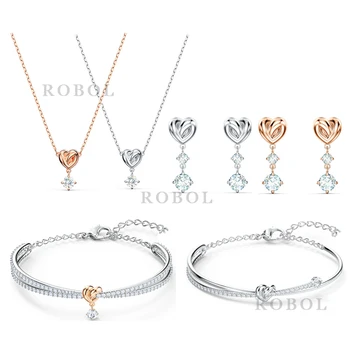 

High Quality Original SWA Necklace with Original Engraved LIFELONG HEART Series Romantic Valentine's Day Ladies Jewelry Gift